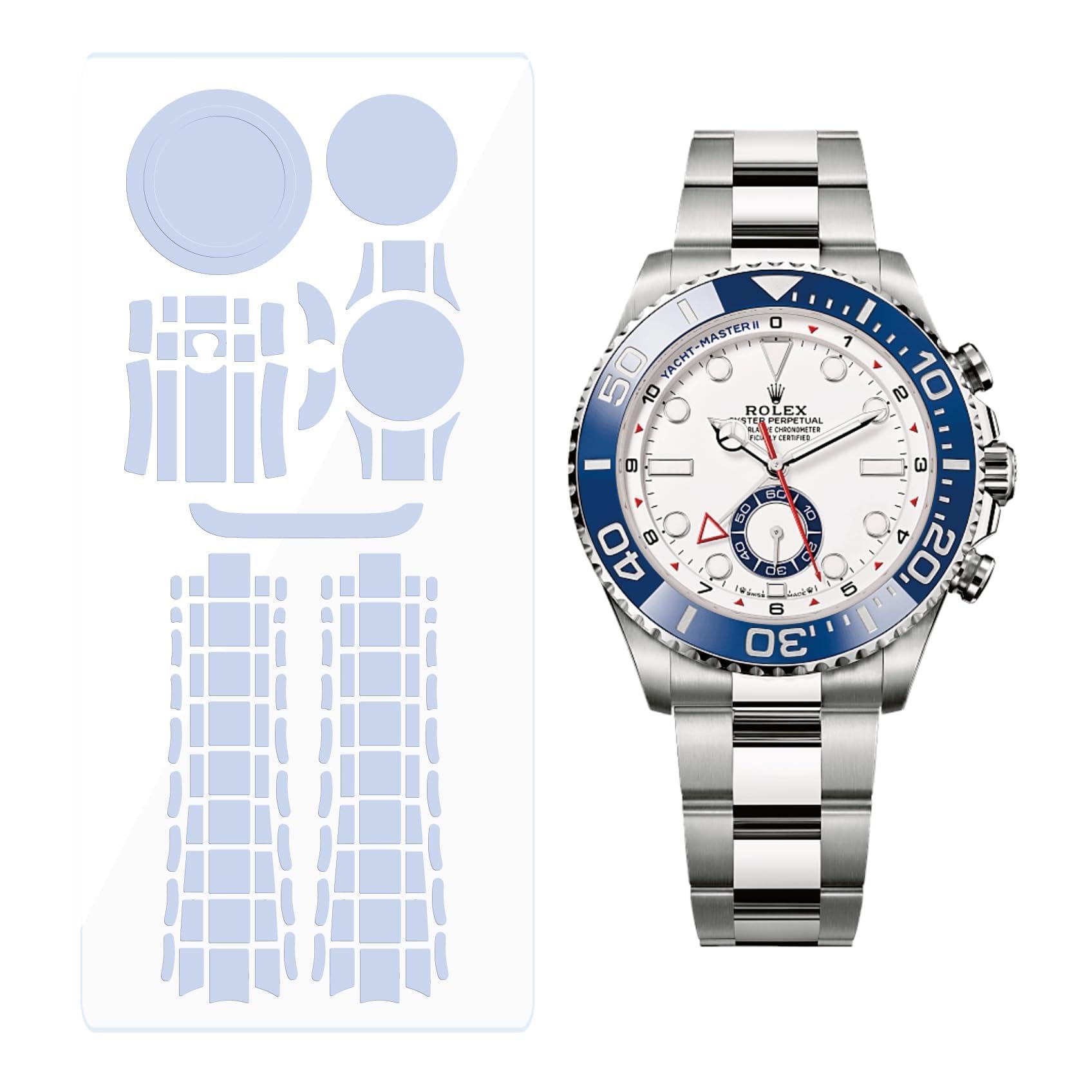 2 pellicole protettive per Rolex Yacht-Master II 44 mm, rif. 116681. | Pelle trasparente, copertura completa, adesivo per la protezione dello schermo dell'orologio