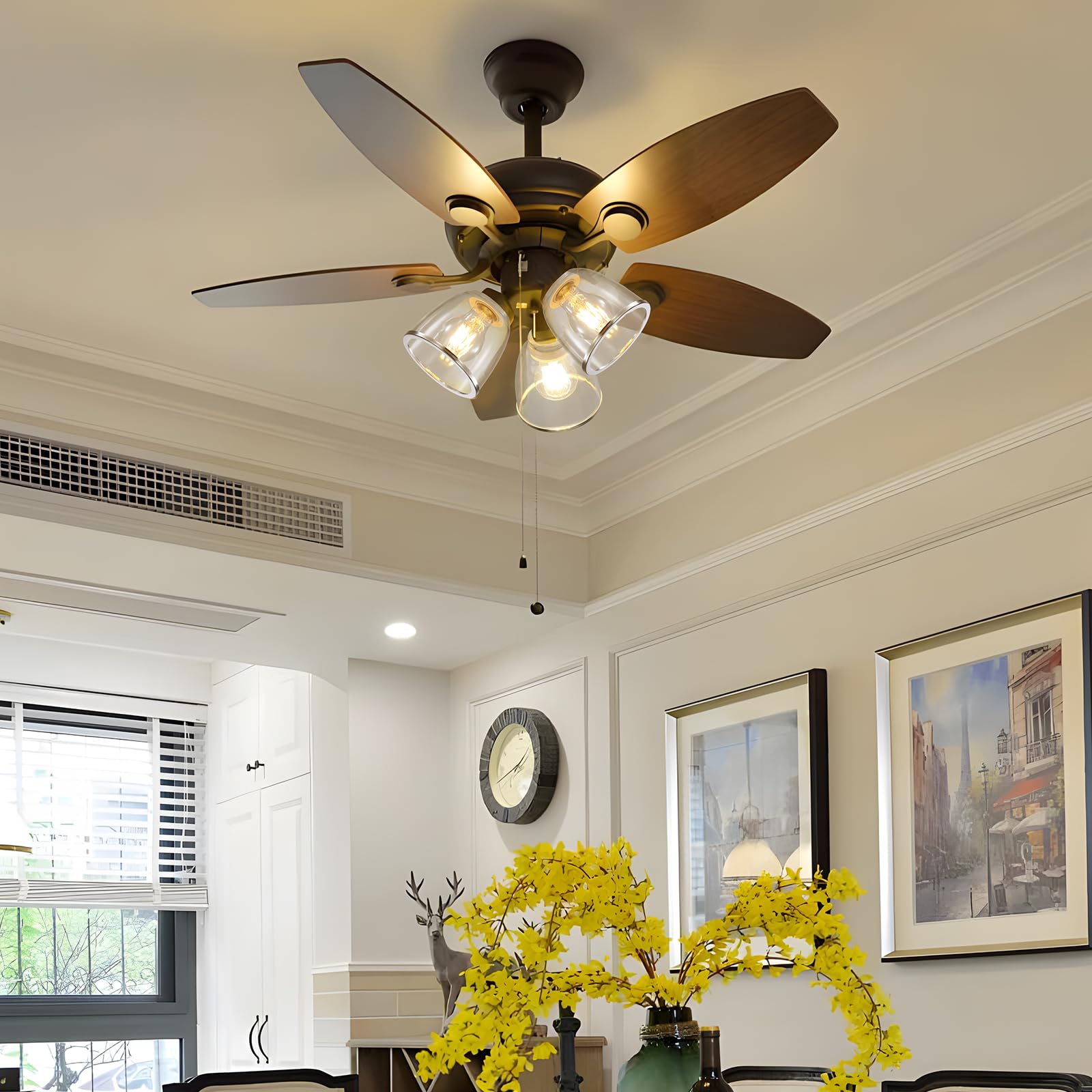 Shade Fan Shades Ceiling Fan Glass 23124 4 Transitional Frosted & Clear Ceiling