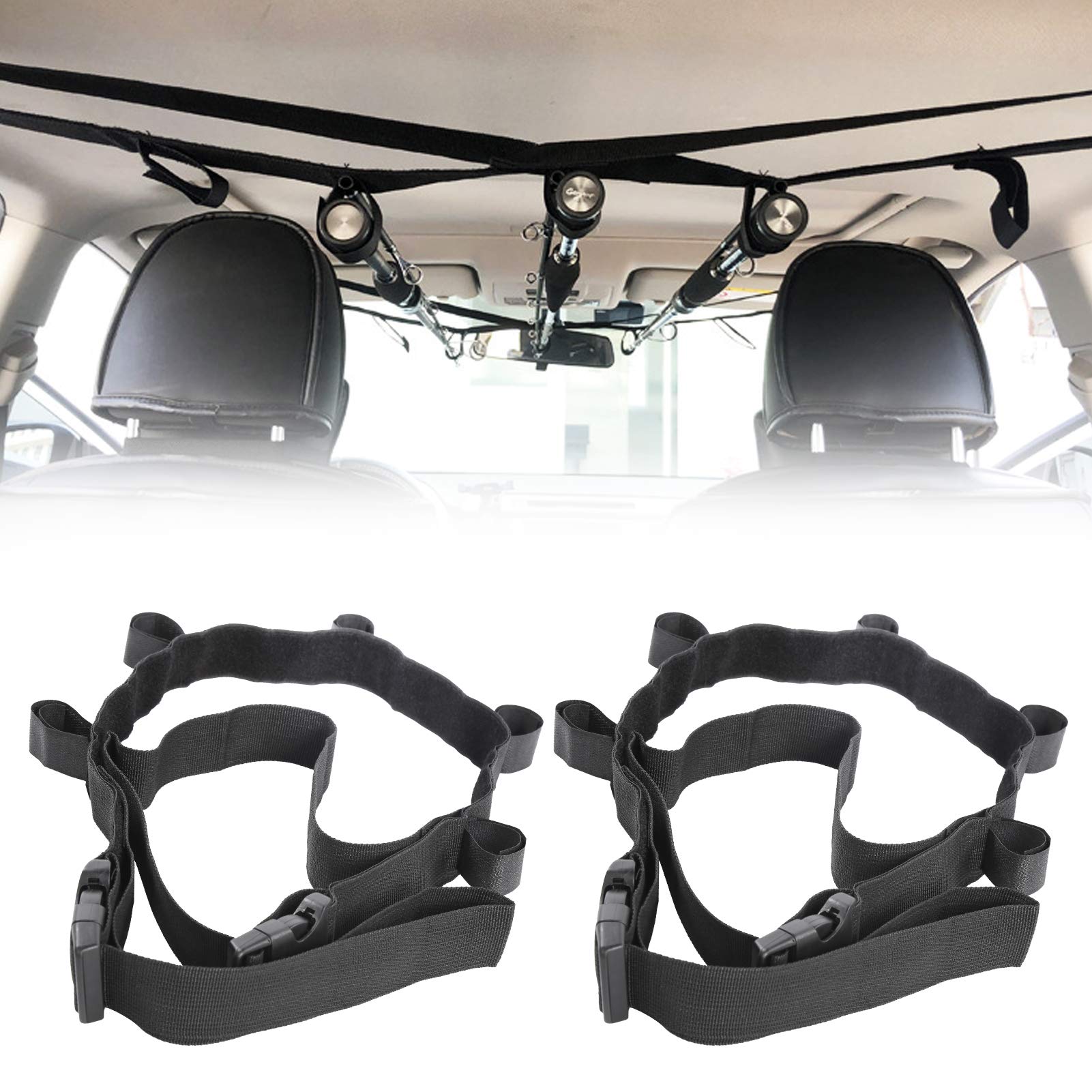 Supporto Porta Canna Da Pesca Per Auto – Magic3org Regolabile Da Soffitto – 2 Pezzi (7 Canne)