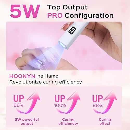 Miniatura 2 de Luz UV de mano para uñas de gel, lámpara LED de uñas de 5 W, mini secadora de uñas portátil con soporte y pantalla LCD, lámpara de uñas para secado