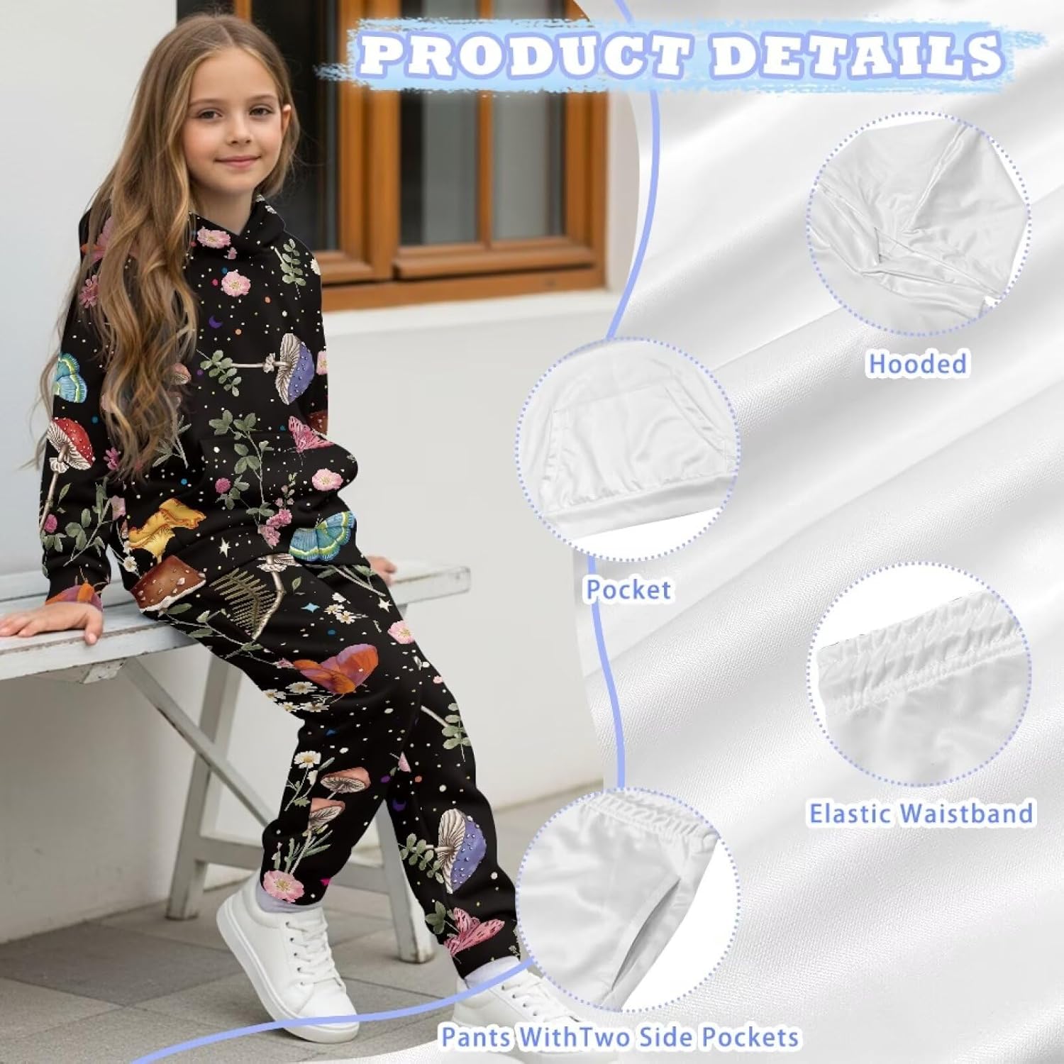Sweatsuit for Boys Girls : Cute Graphic Hoodie & Jogger Pants Set Size 5-12, 2-Piece Tracksuit Soft & Warm Clothes