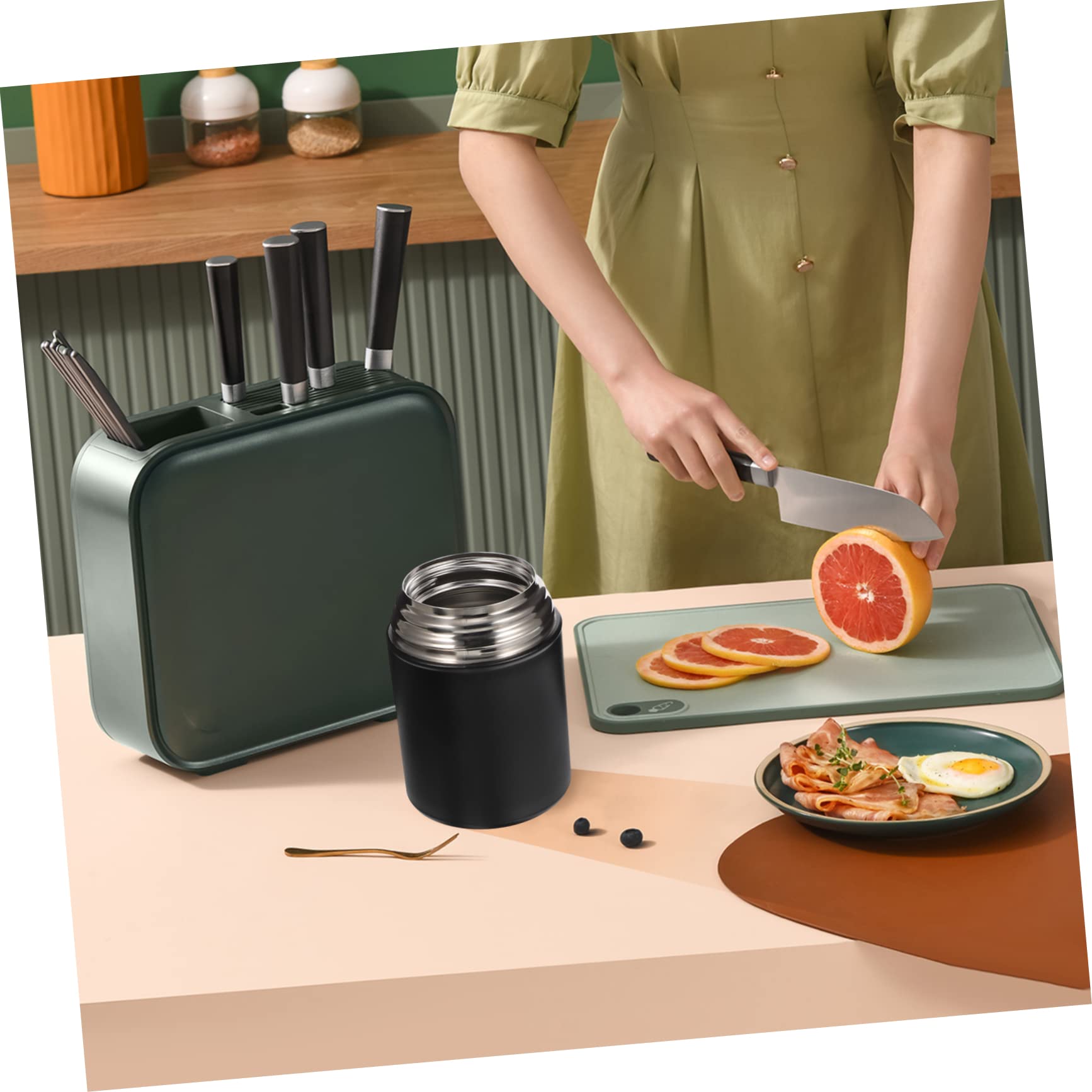 850ml Thermobehälter für Lebensmittel aus Edelstahl Doppelwandig Auslaufsicher mit Löffel und Griff für Outdoor Aktivitäten