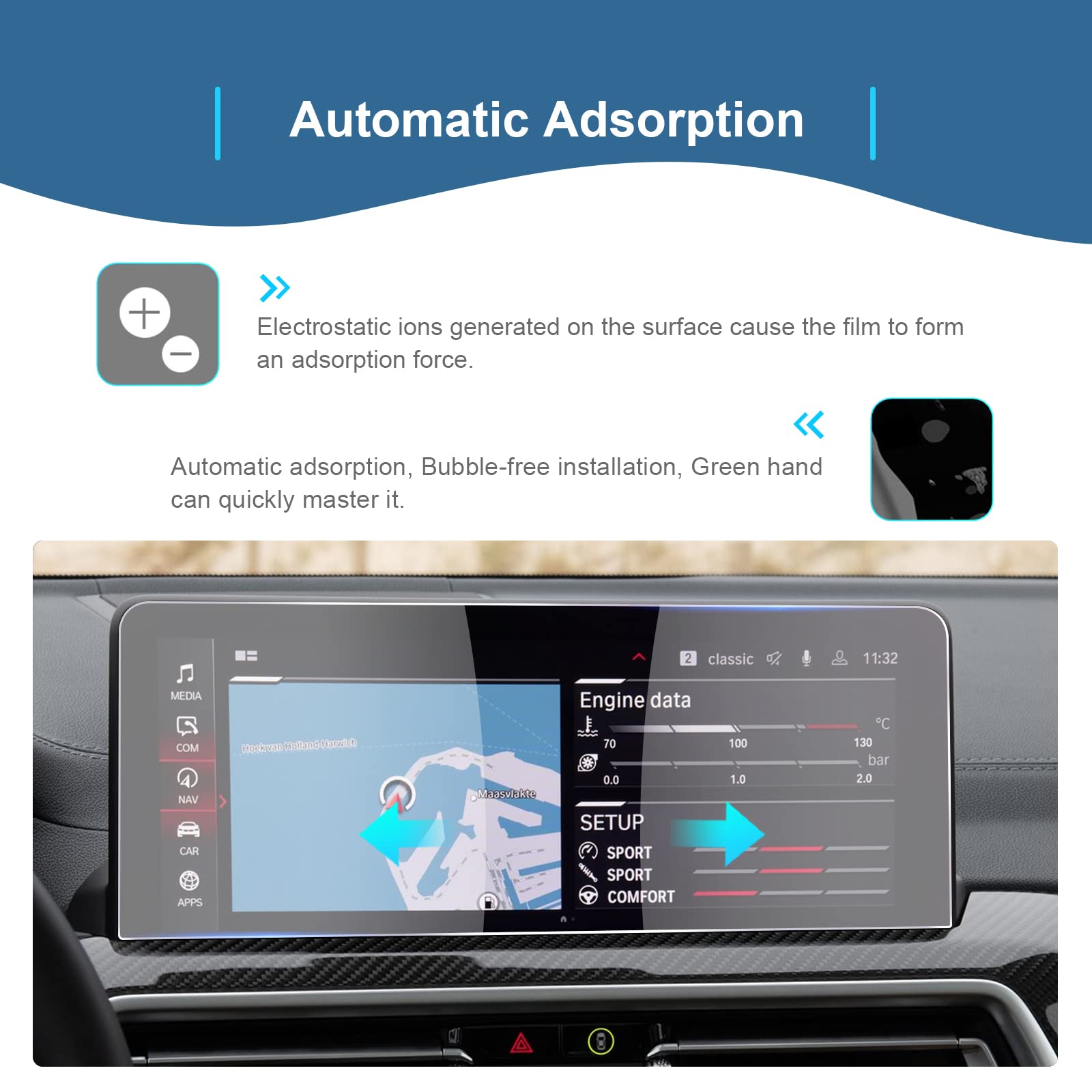 GAFAT 12,3" B-M-W X3 G01 | X4 G02 / iX3 2022-2024 Navegación Protector de Pantalla de Vidrio para 12,3" Display, Compatible con BMW X3 2024 Touchscreen, 9H Anti-Arañazos