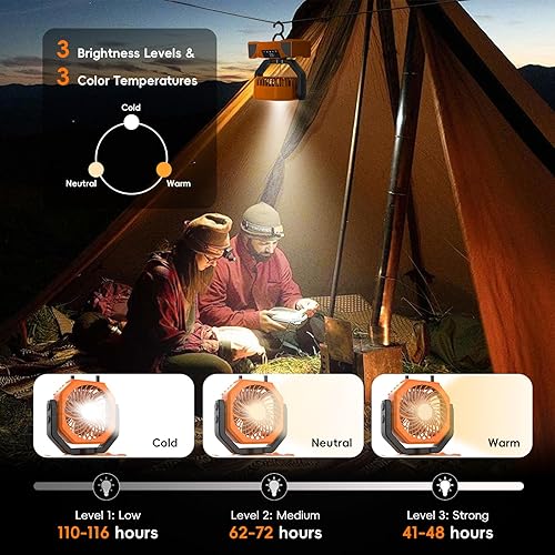 Miniatura 4 de Ventilador de camping portátil de 20000 mAh, ventilador de batería recargable con control remoto y oscilación, pantalla LED, luz, temporizador,