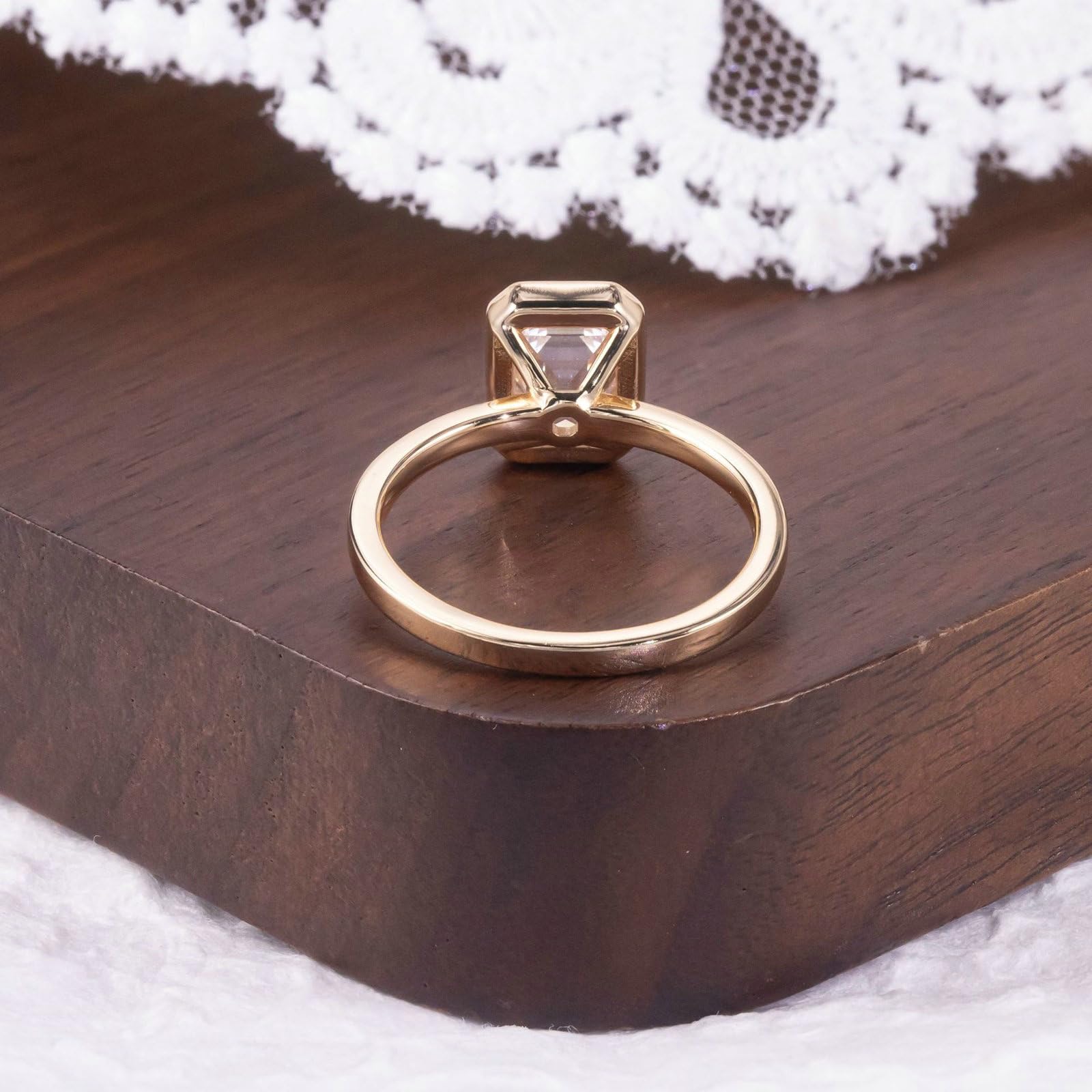 Anillo de moissanita de oro amarillo de 9 quilates, 14 quilates, 18