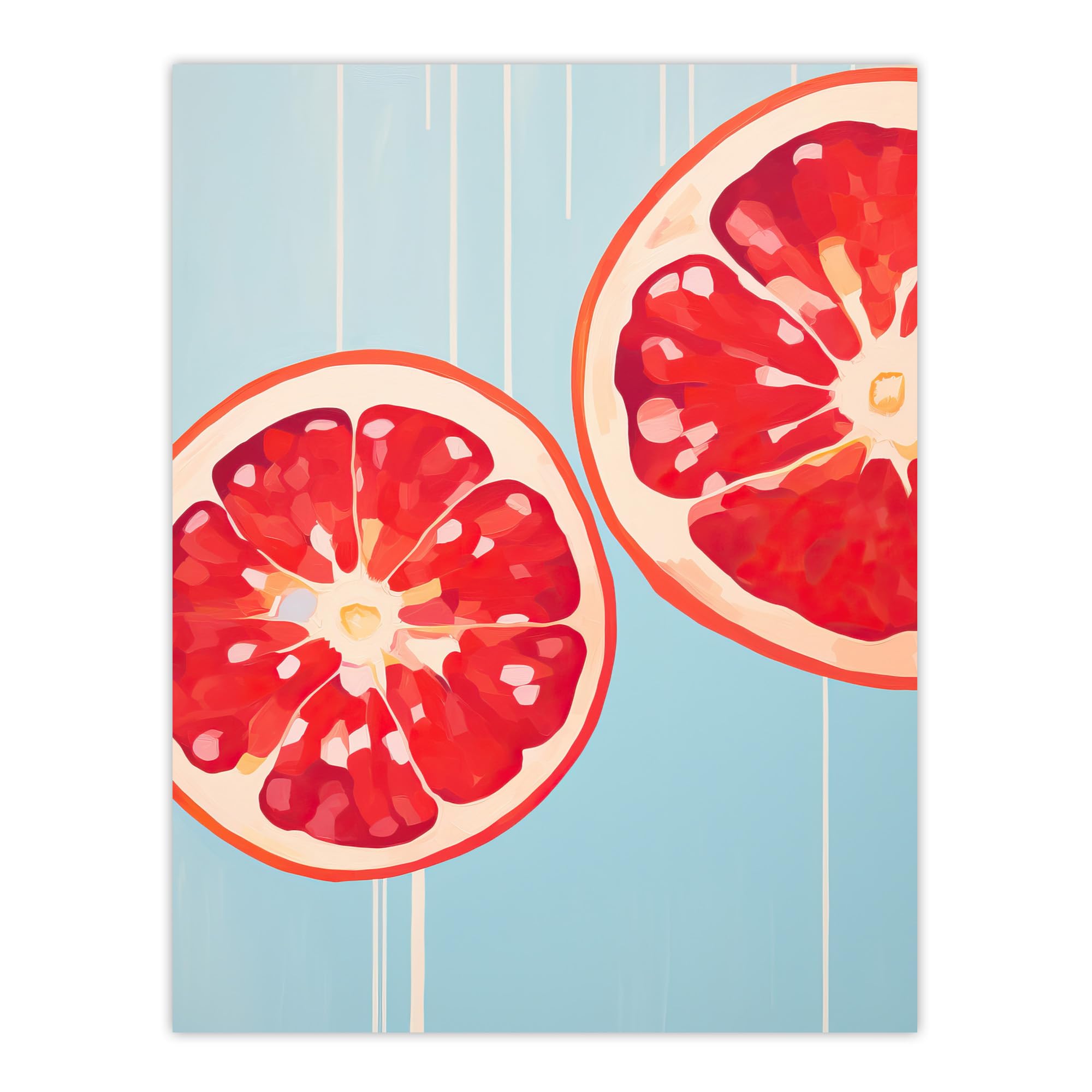 Wee Blue Coo Juicy Red Pomegranate Oil Painting Bright Baby Blue Kitchen Large Wall Art Poster Print Thick Paper 18X24 Inch