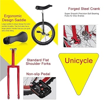 Adult Unicycle with Self-Balancing Technology for Outdoor Recreation and Fitness Training