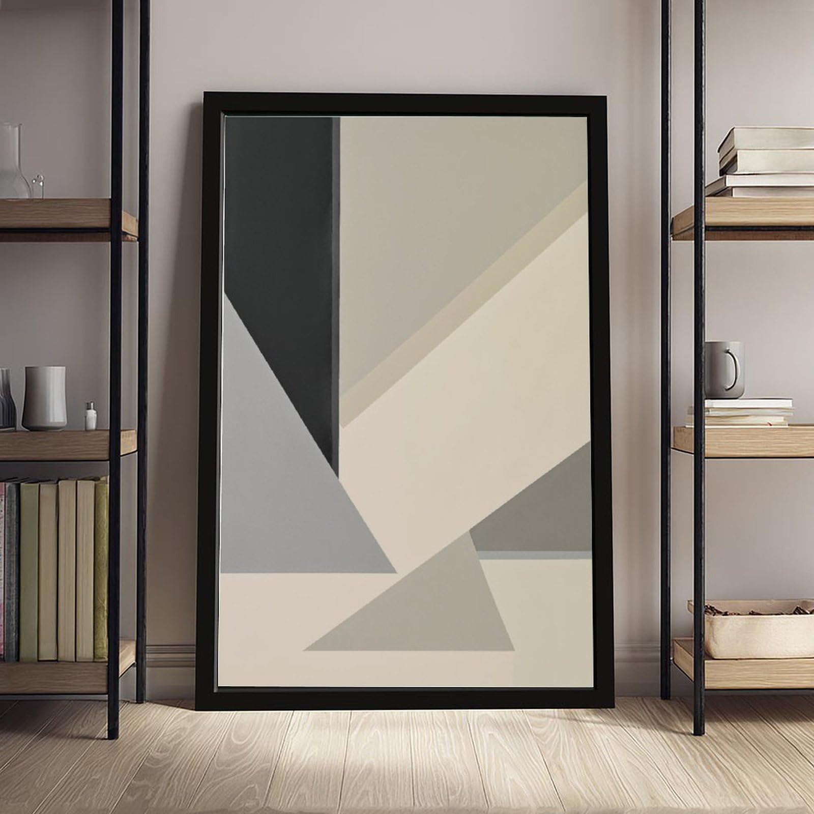 Mnyuein Neutrales abstraktes und minimalistisches Poster, 2 Leinwand-Poster, Schlafzimmer-Dekor, Sportlandschaft, Büro, Raumdekoration, Geschenk, schwarzer Rahmen, 40,6 x 61 cm (L x B)