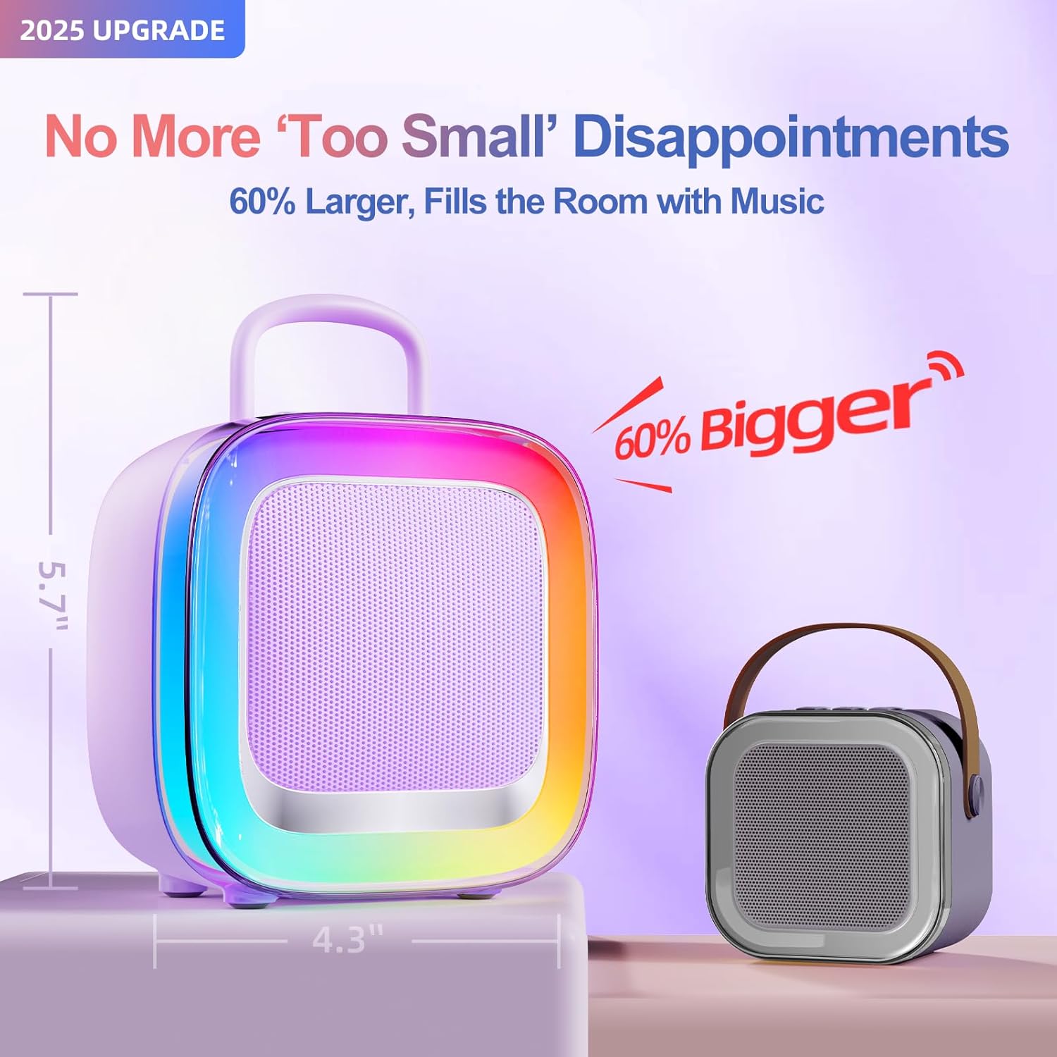 Kinglucky Karaoke Machine for Kids (Exclusive Edition) Girls Ages 3-12 with 2 Light-Up Microphones, Kid-Sized & Portable Bluetooth Speaker with Voice Effects for Birthday, Family Fun & Party (Purple)