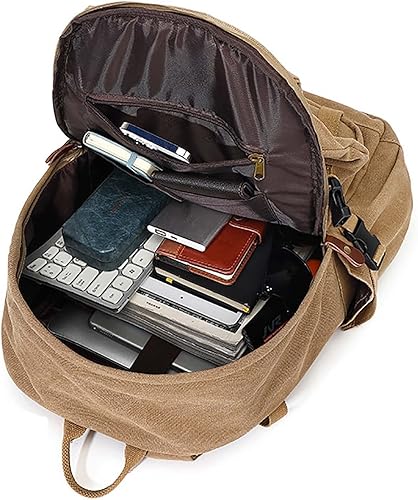Miniatura 4 de AUGUR Mochila de lona para hombre, estilo casual, estilo vintage, mochila para laptop, mochila para viaje de 15.6 pulgadas, mochila de senderismo,
