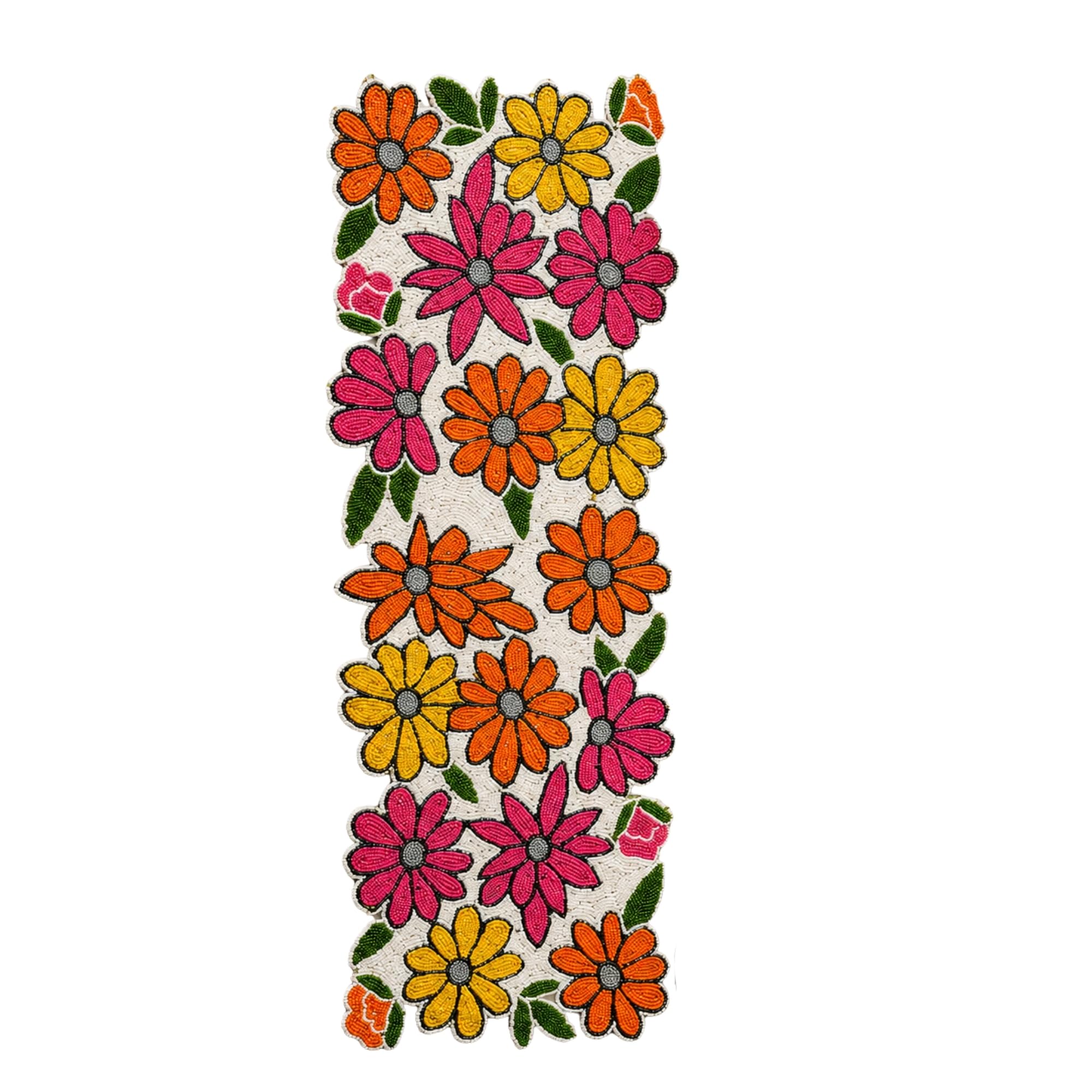 Buy Handmade Floral Beaded Table Runner 13x36 Inch | Colorful