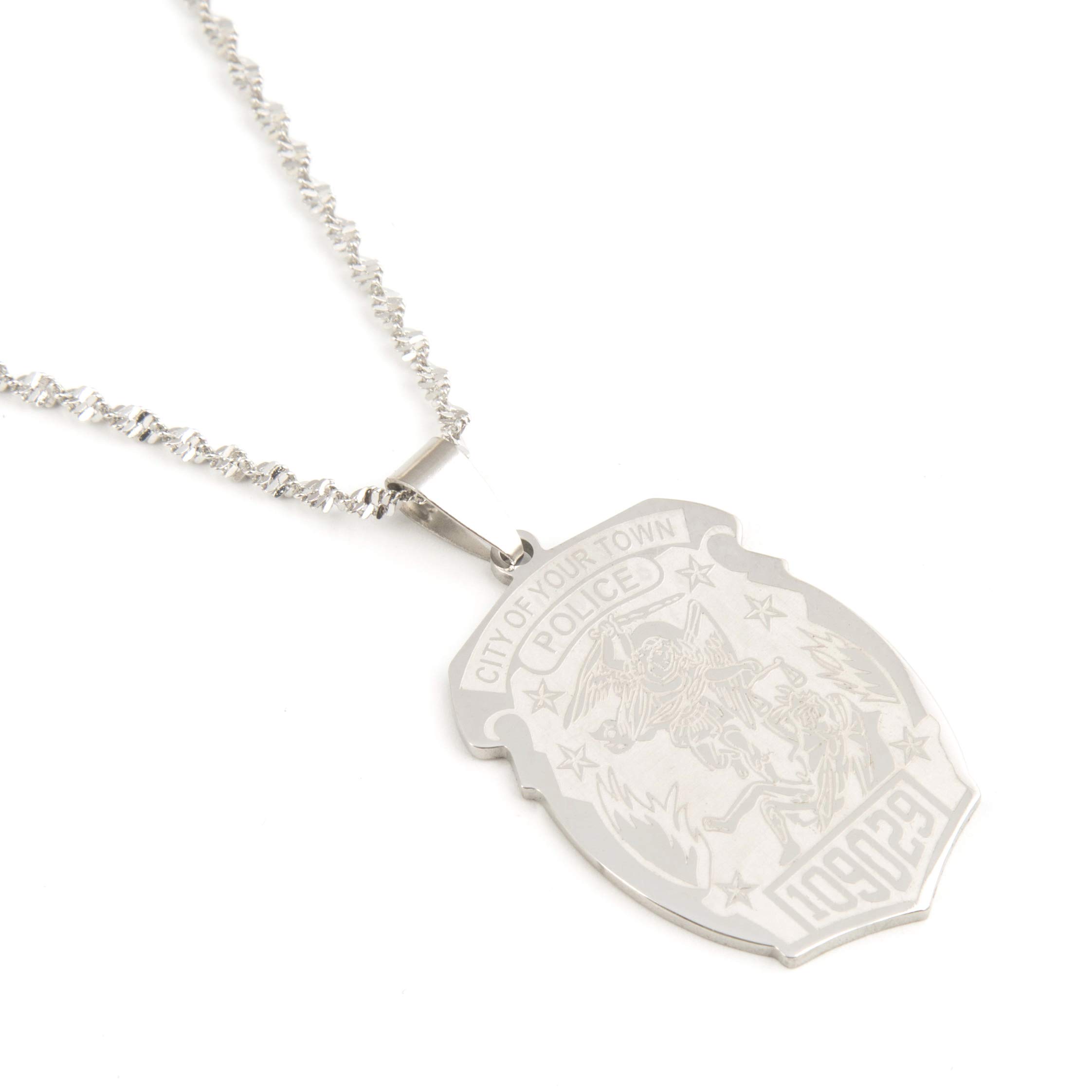 BR Gold JewelrySaint Michael Personalized Police Badge with Department & Badge Number