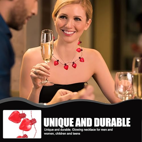 Miniatura 3 de Abaodam Collar de corazón intermitente con luz LED en forma de corazón, collar de bombilla de corazón para el día de San Valentín para fiesta,