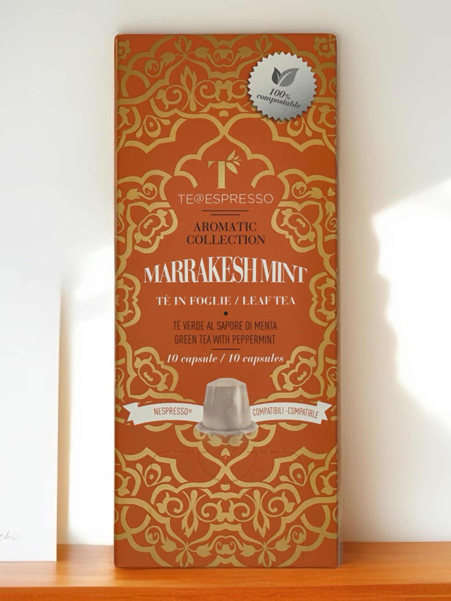 Te@espresso Marrakesh Mint Tea Capsules, compatible with Nespresso original line machines.