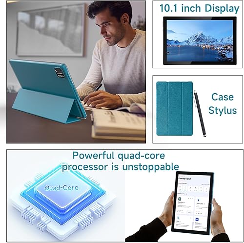 Miniatura 3 de NOVOJOY Tablet Android de 10 pulgadas con funda y lápiz capacitivo con puerto USB Android 15 Tablet 2.0GHZ 2MP+8MP cámara dual 6000mAh 12GB RAM