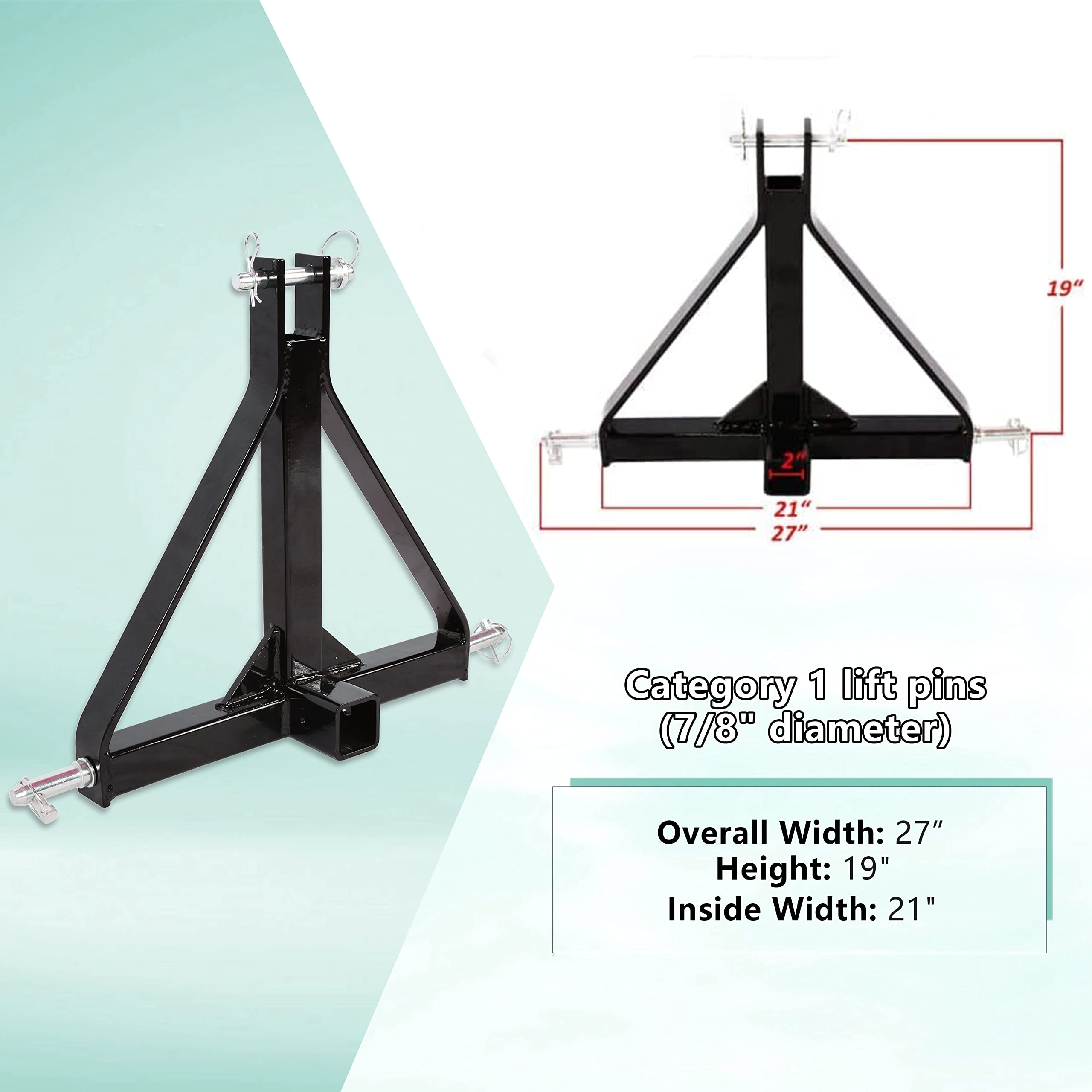 Buy 3 Point 2" Receiver Trailer Hitch Category 1 Tractor Tow Hitch