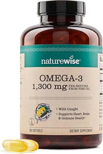 NatureWise Aceite de pescado Ultra Omega 3 2200 mg  Forma de triglicéridos  Sabor a limón  Aceite de pescado capturado en la naturaleza + EPA y DHA