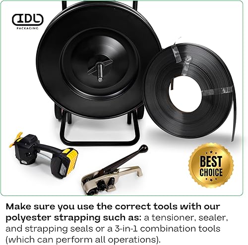 Miniatura 14 de IDL Packaging Rollo de flejado de poliéster (PET) de 1/2" x 0.025" x 3440' de tamaño de núcleo de 8" x 8", resistencia a la rotura de 780 libras