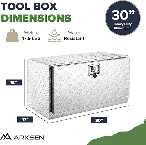 Miniatura 6 de ARKSEN Caja de herramientas de aluminio resistente de 30 pulgadas, caja de almacenamiento cuadrada impermeable para camioneta, remolque RV con
