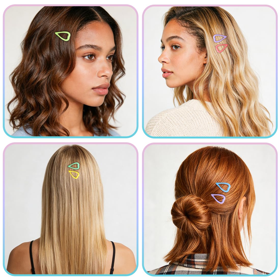 64 Pcs Cute Metal Heart Snap Hair Clips for Women & Girls - Strong Hold Small Barrettes for Thin Fine Hair Accessories (8 Colors) - Image 6