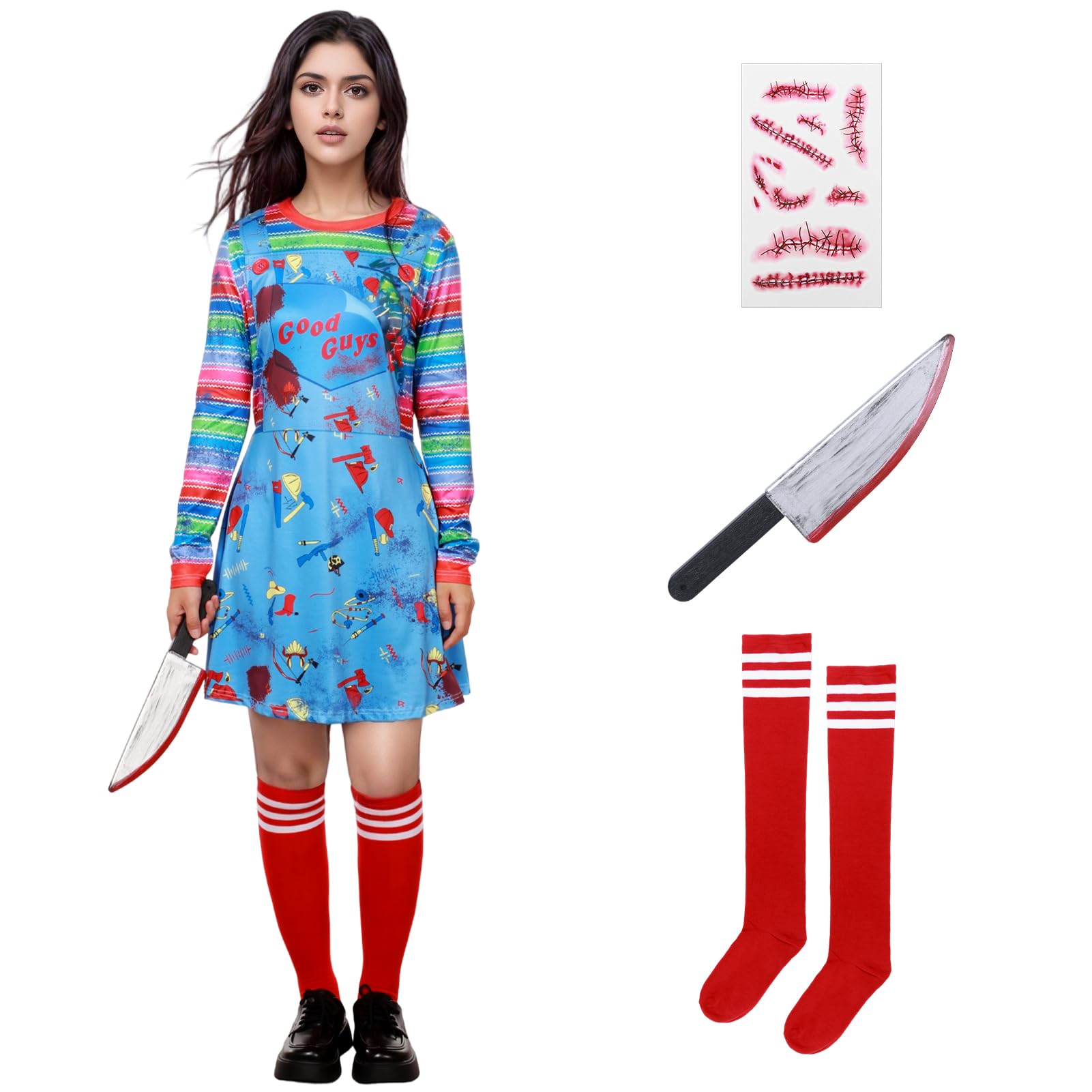 Suffolly Killer Doll Costume for Kids Play Costume (Women, M)