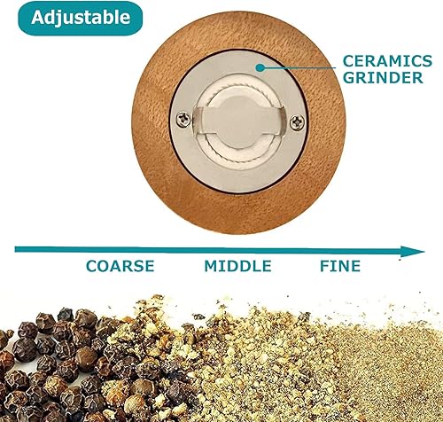 Miniatura 3 de Juego de molinillo de pimienta, juego clásico de molinillo de sal y pimienta, cuchillas de cerámica con grueso ajustable, disfruta de la mejor