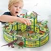 Dinosaur Playground Toy Set 215PCS – 18 Realistic Dinosaurs, Build Your Own Dinosaur Park, Interactive Play with Openable Cage & Battle Station, for Boys & Girls, Enhance Kids’ Creativity
