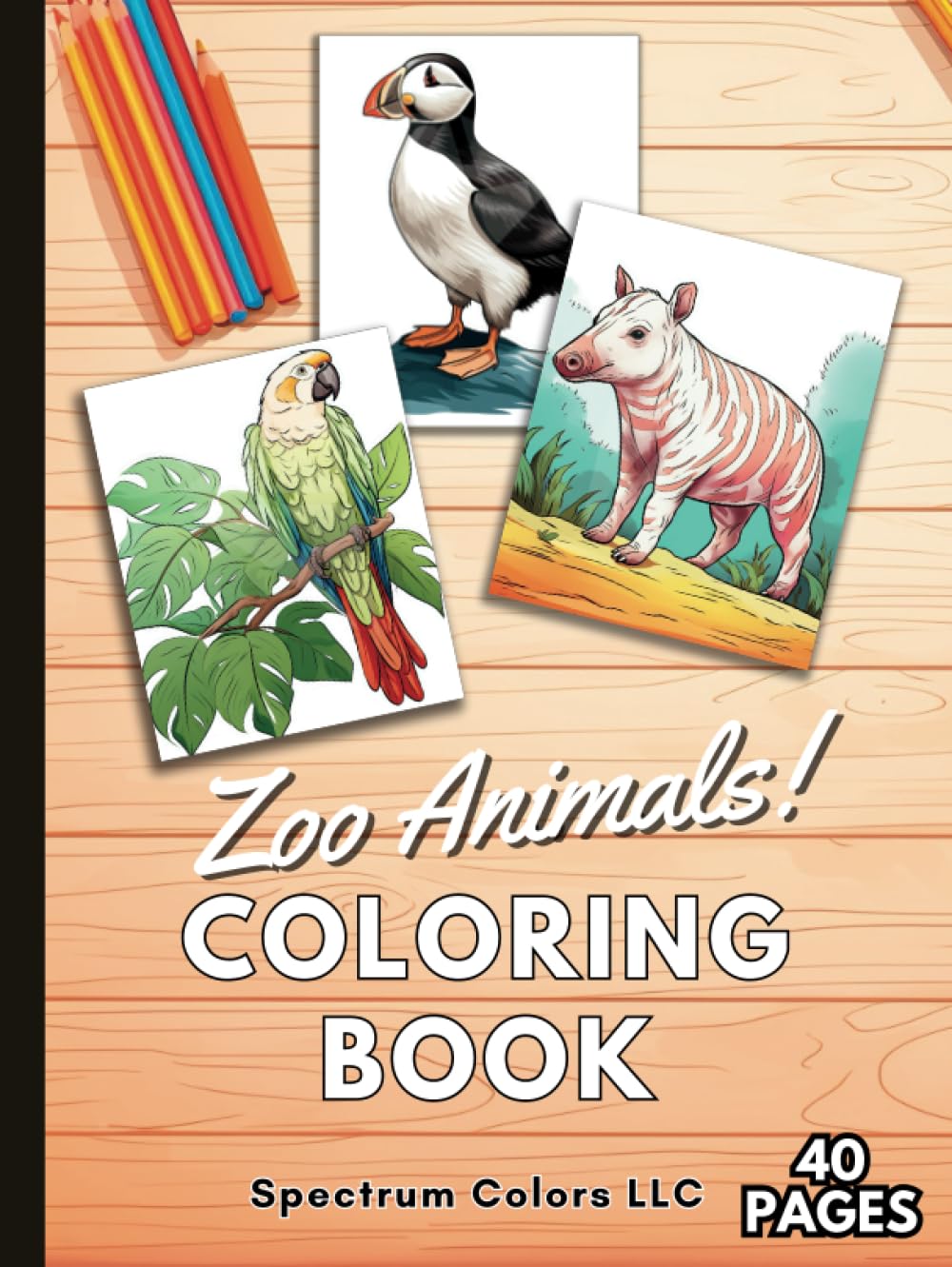 Zoo Animals Coloring Book: 40 Pages | Fun and Easy Coloring with Relaxing Pages of Panda, Bear, Giraffe, Sloth, Lion, and Many More! | For All Ages