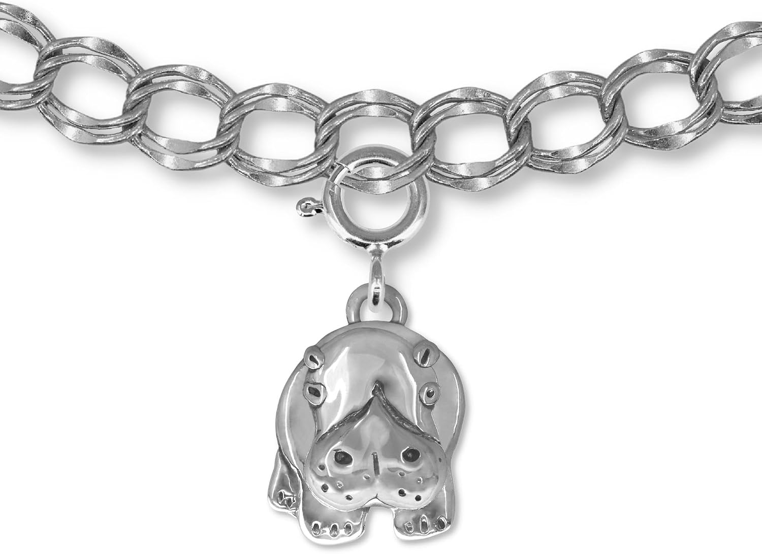 Sterling Silver Hippo Charm for Charm Bracelet - Hippopotamus Charm for Women - Handcrafted in the USA