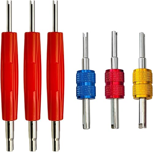 Miniatura 6 de Aracey 6 herramientas de extracción de vástago de válvula de neumático, herramienta de extracción de núcleo de válvula de doble cabezal simple y