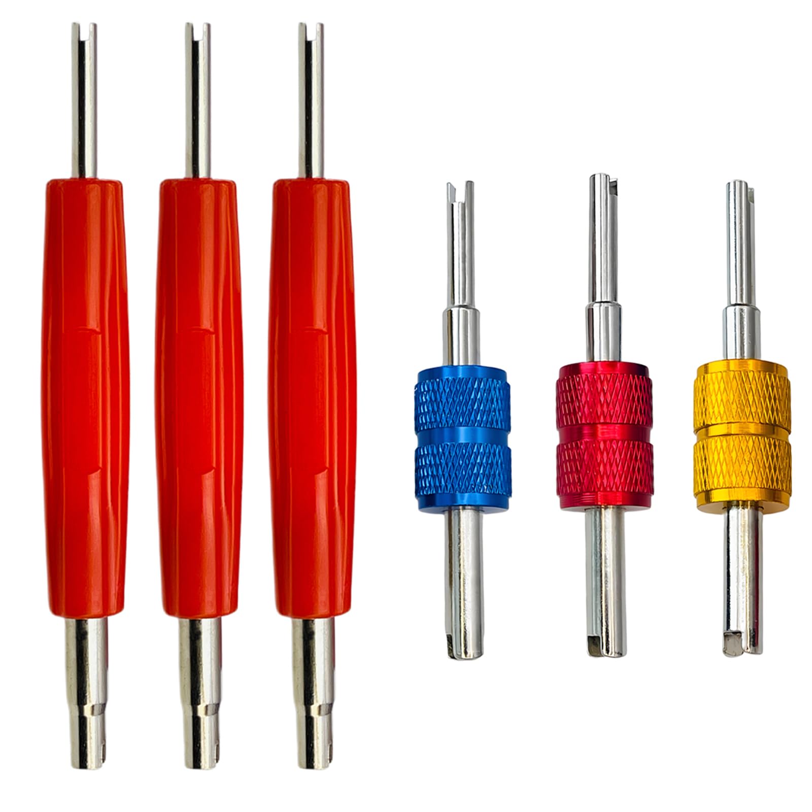 6Pcs A/C Valve Core Removal Tool Set, R134a R22 R12 HVAC Double Heads A/C Systems Schrader Valve Stem Core Remover Tools,Air Conditioning Valve Core Remover Schrader Valve Tool