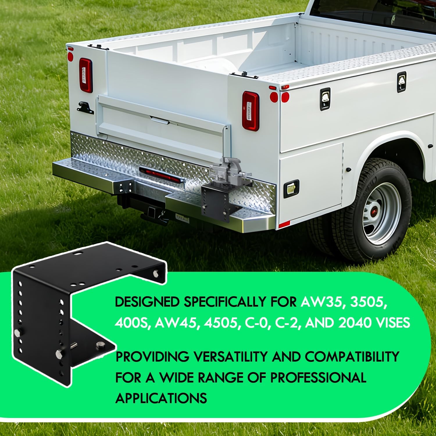 Bumper Vice Mount, Bumper Vise Mount Easily Adapts to Different Vise Height | Holes for Flexible Height Adjustment, Easily Bolt to Utility Truck Or Service Body Truck (Black)