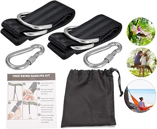 Tree Swing Hanging Strap - 4ft Swing Straps Outdoor Suspension Accessories Kit, Holds 2200lbs with Stainless Carabiners, for Baby/Garden/Toddler Swing Sets, Web Swings, Hammock & Tire Swing(120cm)