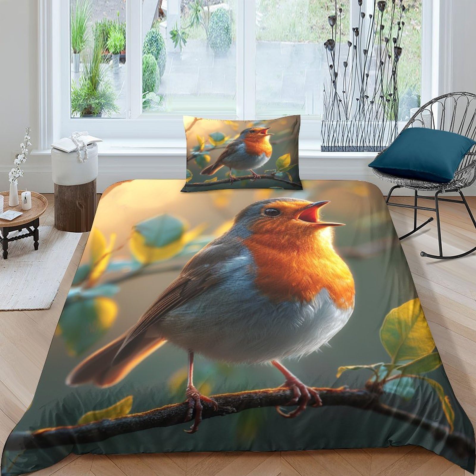 Ensemble de literie Robin en microfibre douce avec housse de couette 135x200cm et taie