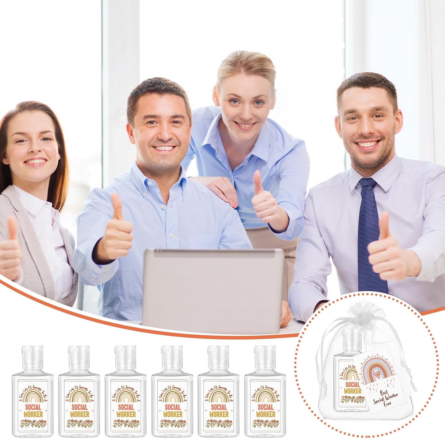 Leelosp 36 Sets Social Worker Appreciation Gifts Mini Hand Sanitizer Bulk 1oz Social Work Month Favors Mini Travel Hand Sanitizer for Bsw Msw Dentist Doctor Nurse Coworker Gifts