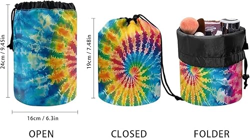 Miniatura 9 de Bolsas de maquillaje con cordón, bolsas de gran capacidad para mujeres, bolsas de aseo femeninas para viajes y trabajo, Púrpura (Purple Gold Marble)