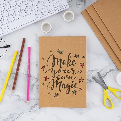 Miniatura 5 de EOOUT Paquete de 200 diarios rayados A5 para escribir, cuaderno de composición, cuadernos de papel kraft de 8.3 x 5.5 pulgadas, cuadernos con rayas