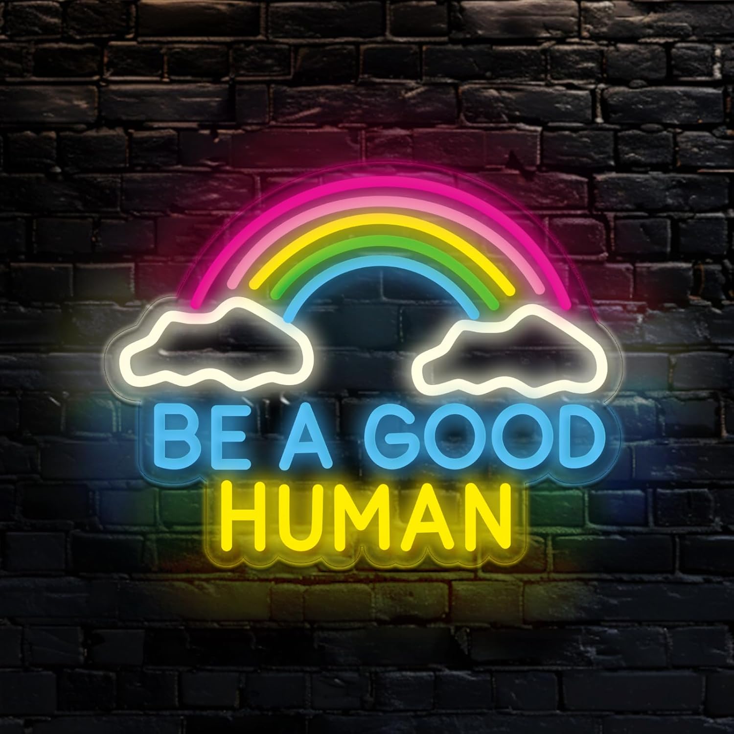 Letrero de neón LED con texto en inglés Be A Good Human Bright para negocios, restaurante, cafetería, bar, salón, hotel, hogar, decoración de pared,