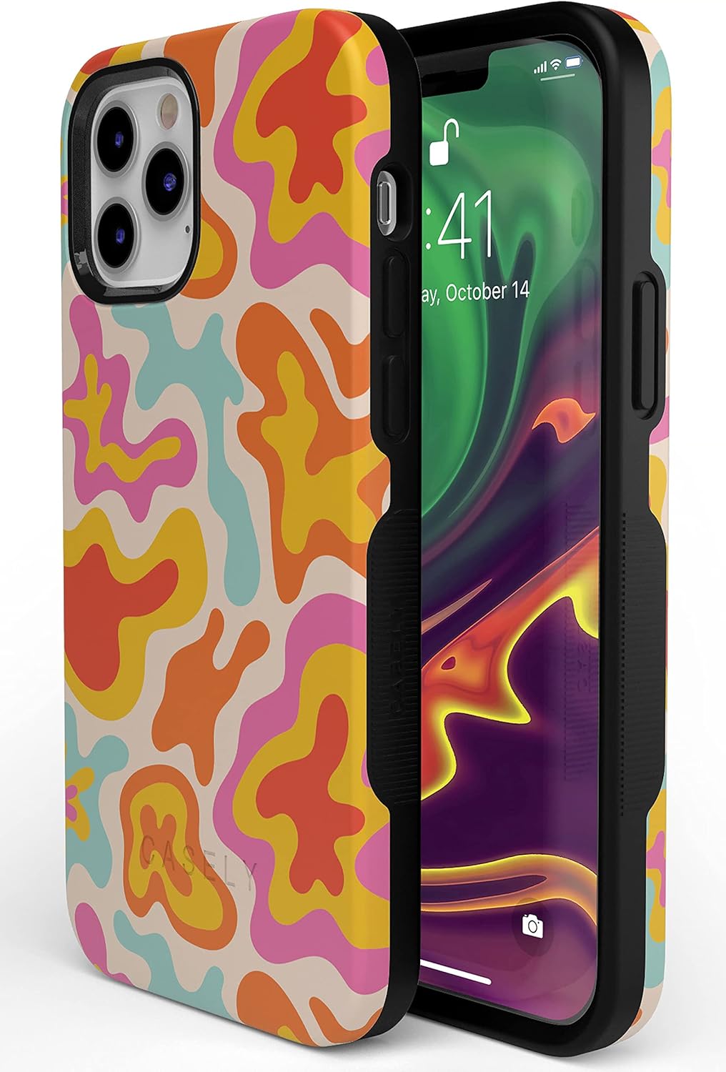 Casely iPhone 12 Pro Max Case | Tropical Color Splash | Abstract Retro | Bold Protective Design | Compatible with MagSafe