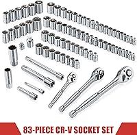 Vista 3 de Juego de herramientas mecánicas de 438 piezas con caja de metal resistente de 3 cajones, kit de herramientas de reparación -02