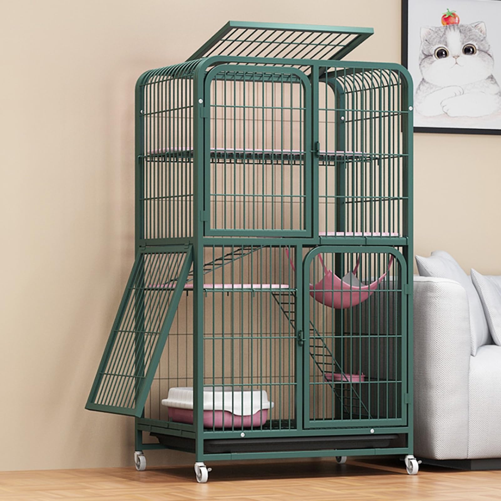Catio pour chat extérieur sur roulettes idéal pour le balcon et jardin