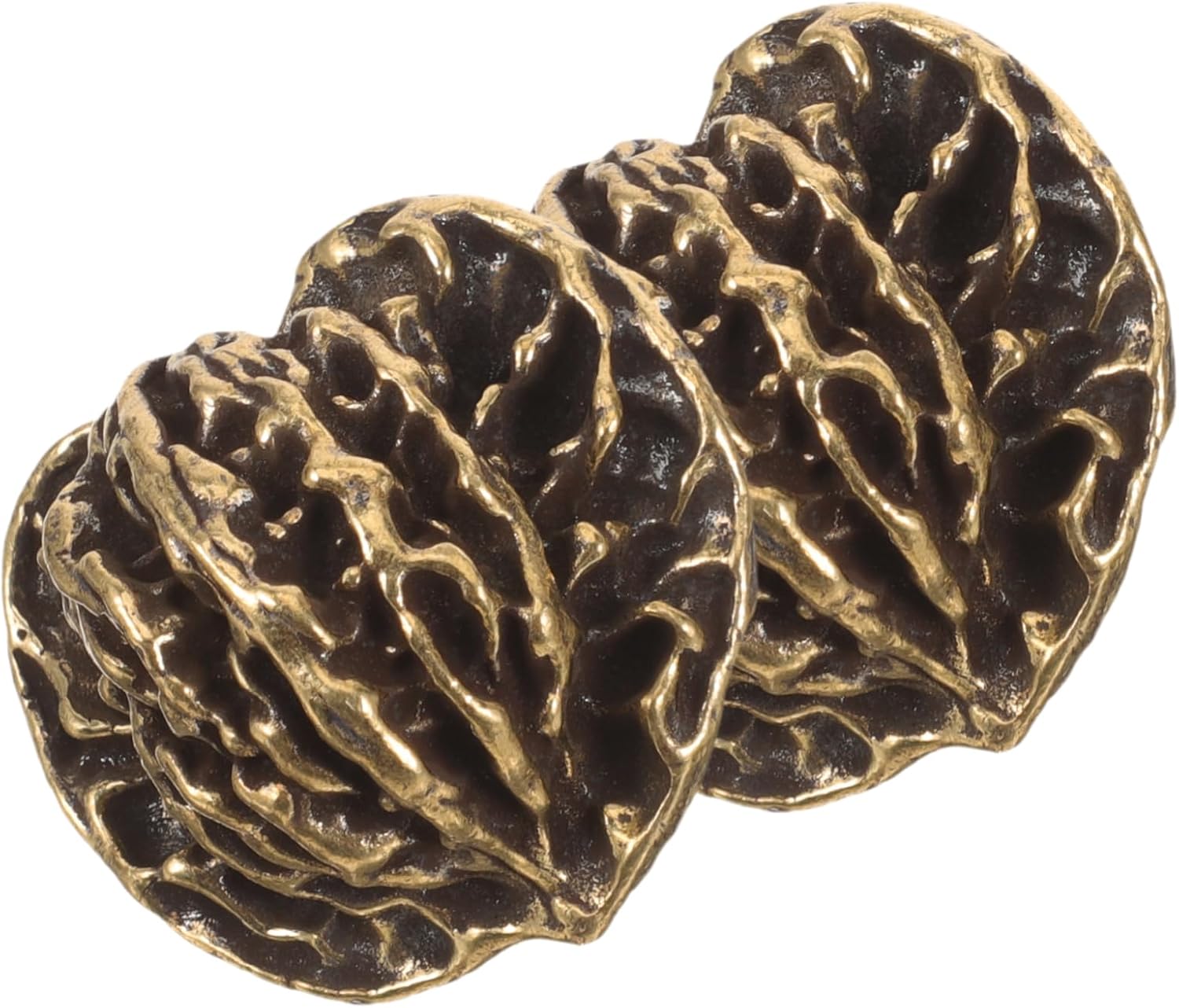 FRCOLOR 2pcs Brass Exercise Balls Vintage Walnut Hand Grip Stress Relief Therapy Chinese Decor for Home Art and Wellness