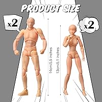 Vista 2 de Meooeck 4 Juegos de Figuras de Acción Modelo de Cuerpo de PVC para Artistas Maniquí de Dibujo Articulado para Pintura, Bocetos, Regalos de Beige