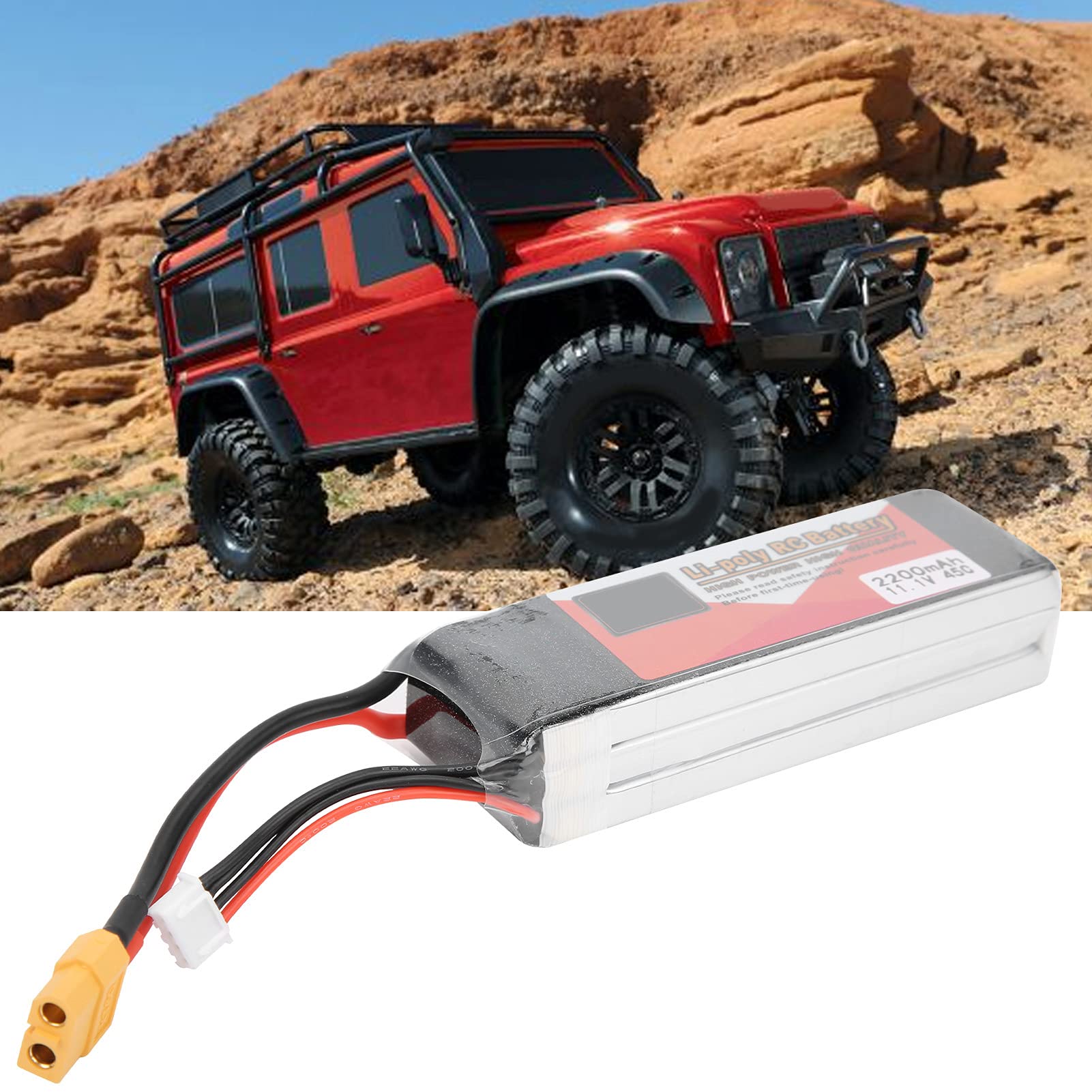 Drfeify Batteria LiPo RC, Alta capacità 2200 mAh, 3S 11,1V, Elevata velocità di Discharge 45C, Spina XT60, Usabile per Quadricotteri, Modelli RC, Elettronica da Hobby