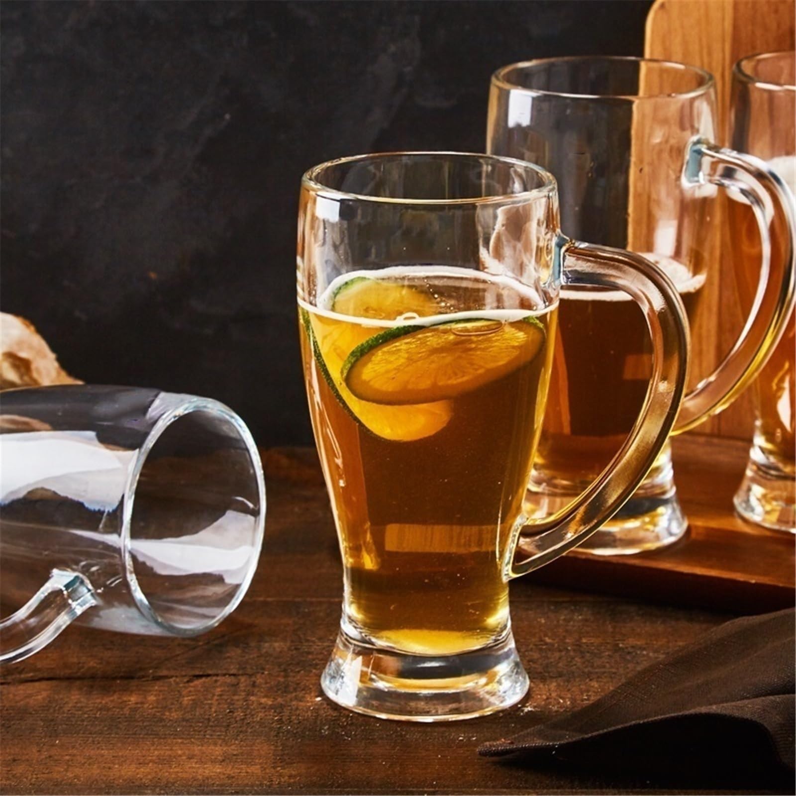 Verres à boire Ensemble de verres à bière, tasses en verre 450 ml avec poignée, lot 2 Gobelets en verre