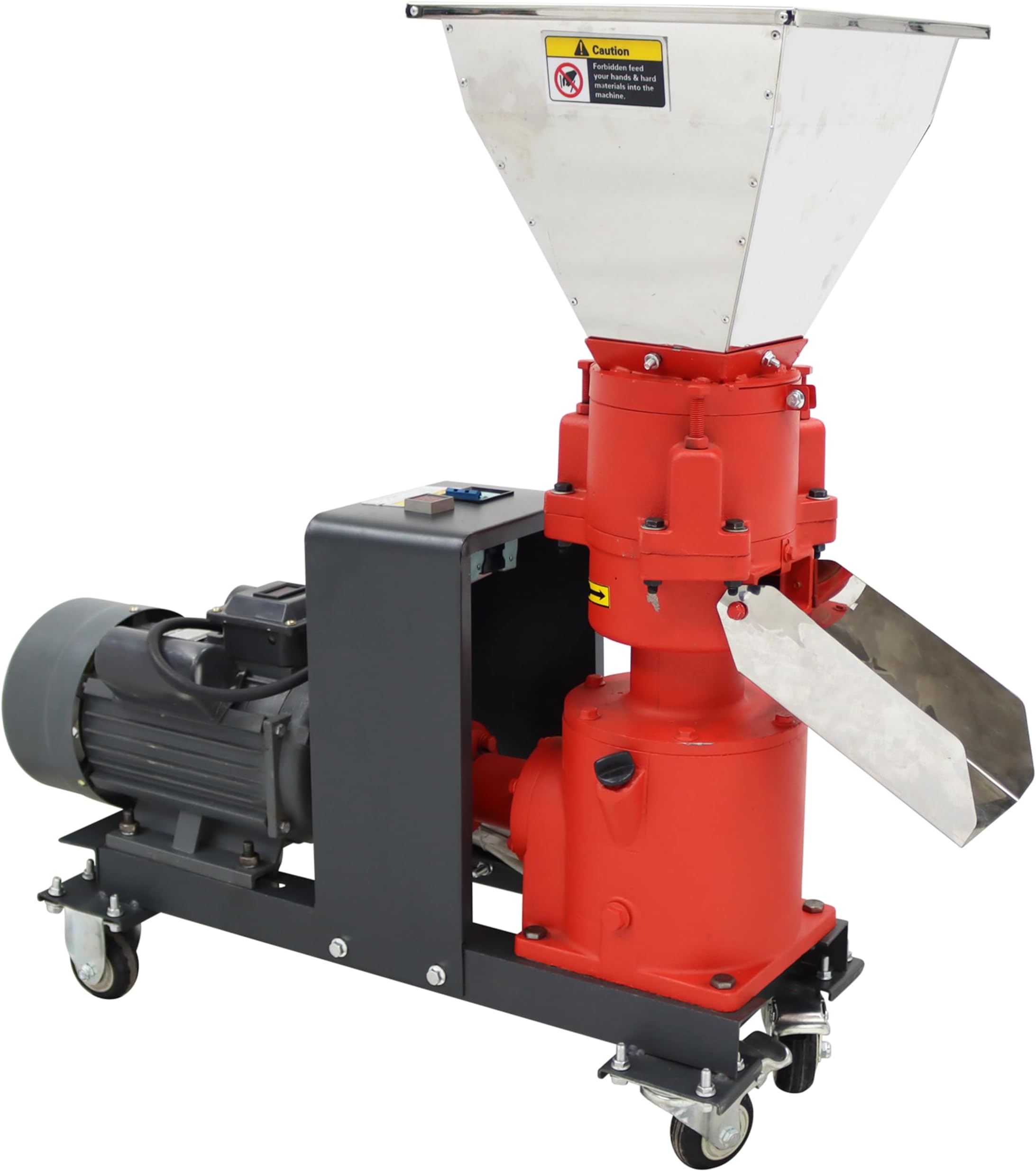 TECHTONGDA 8mm Feed Pellet Mill Machine with 3 Head Rollers Square Inlet Feed Pelletizer Feed Pellet Making Machine for Poultry Livestock Farm Animal 3.5KW 220V 330LBS/H