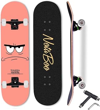 Skateboard Complete Set, Complete Skateboard Set, Complete Product, Cute, Stylish, Competition Specifications, Beginners, Advanced, Kids, Adults, Complete Deck with Skate Wrench Color A