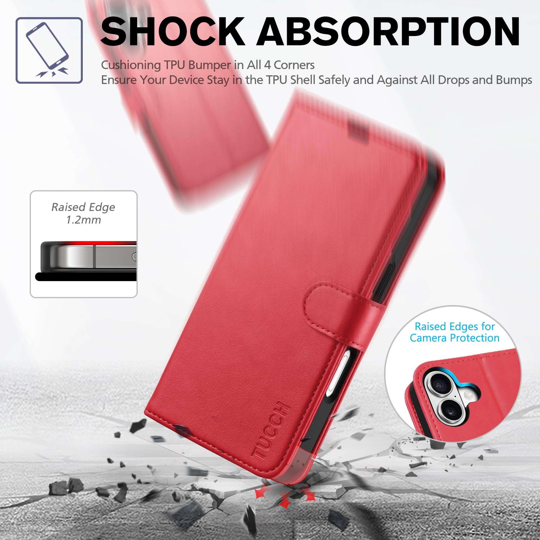 Coque Portefeuille Pour IPhone 17 6,3 Pouces - Protection Anti-choc, 4 Fentes Cartes Avec Blocage RFID, Fermeture Magnétique