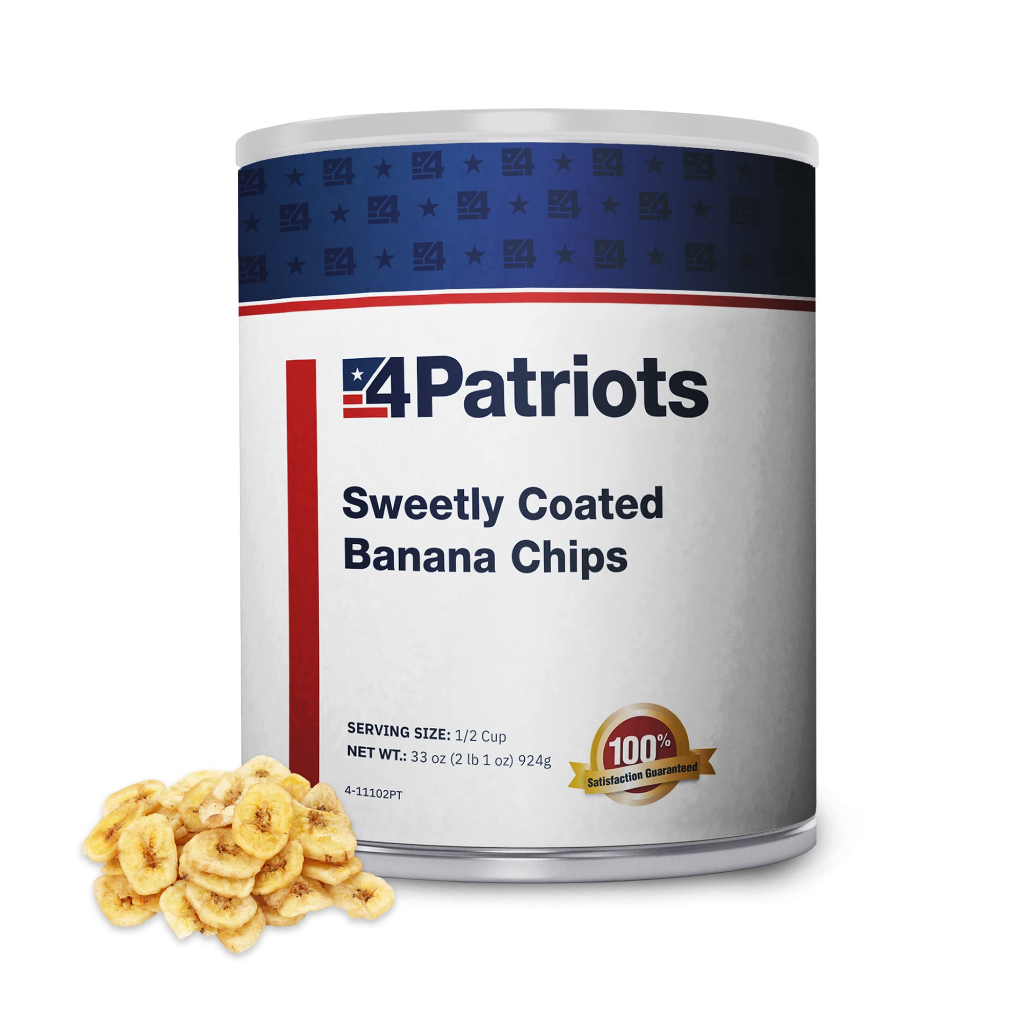 4Patriots Sweetly Coated Banana Chips No. 10 Can, Sweet & Tasty Snack, Long-Lasting Shelf Life, Dehy