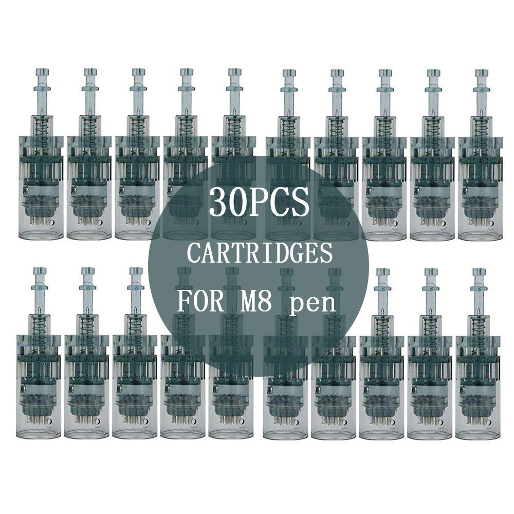 30 pièces Dr.Pen M8 Cartouches Aiguille Baïonnette Jetable Dermapen Microneedling Pièces de Rechange,Round nano